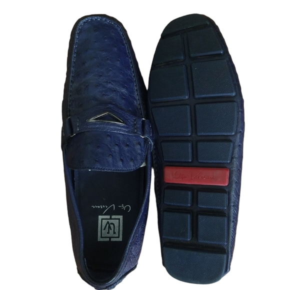 Men\'s Uga Vasare Drake Full Ostrich leather dark blue Slip on loafers main image 5